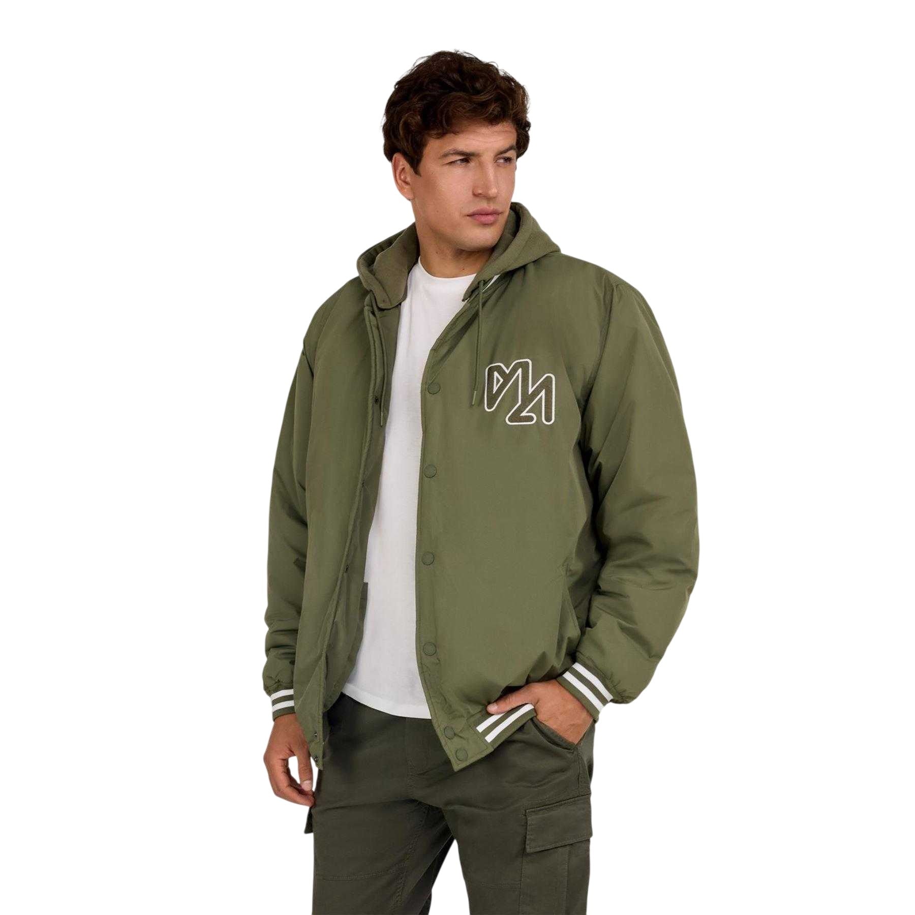 Khaki - Lifestyle - Minoti Mens Detachable Hood Baseball Bomber Jacket