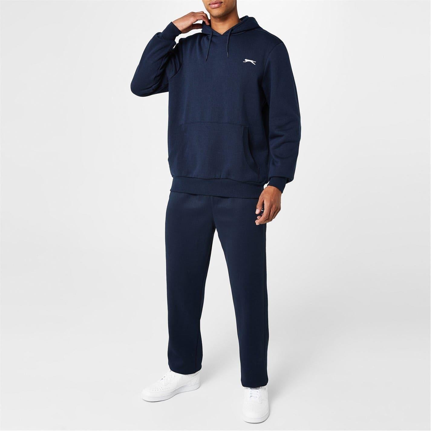 Navy - Back - Slazenger Mens Fleece Open Hem Trousers