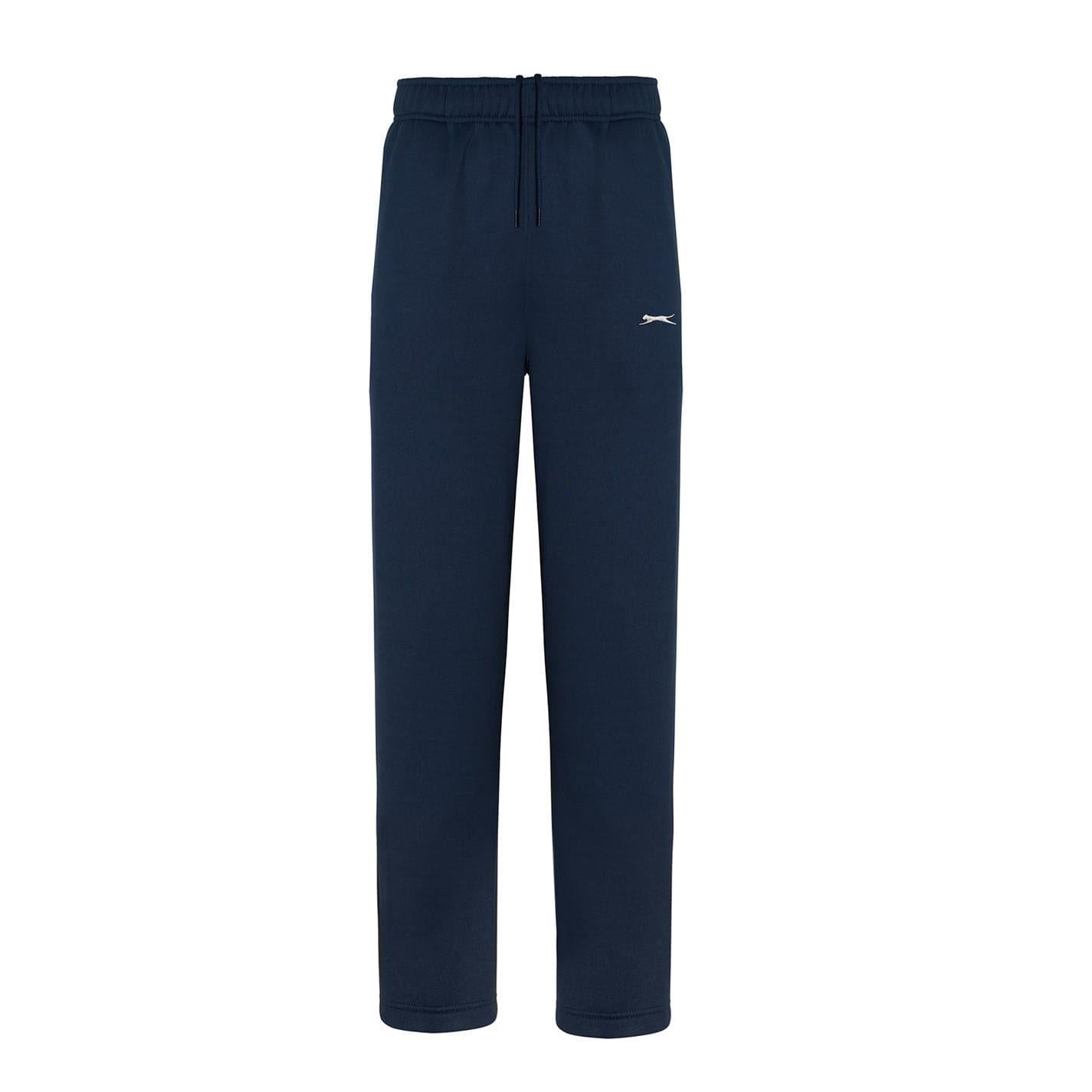 Navy - Front - Slazenger Mens Fleece Open Hem Trousers