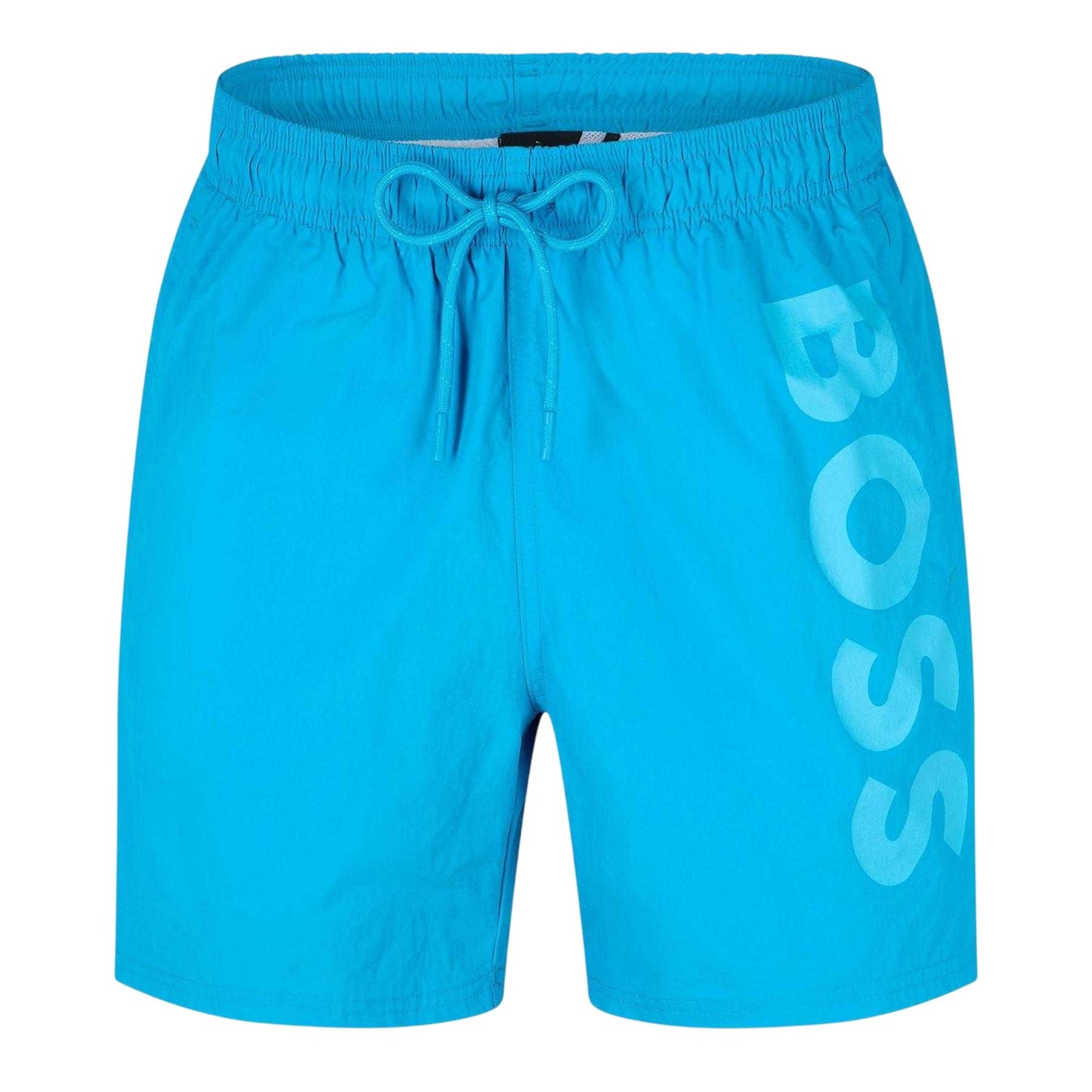 Turquoise-Aqua - Front - Boss Mens Octopus Bold Logo Swim Shorts