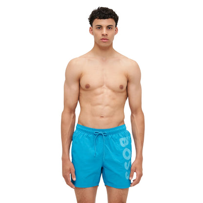 Turquoise-Aqua - Lifestyle - Boss Mens Octopus Bold Logo Swim Shorts