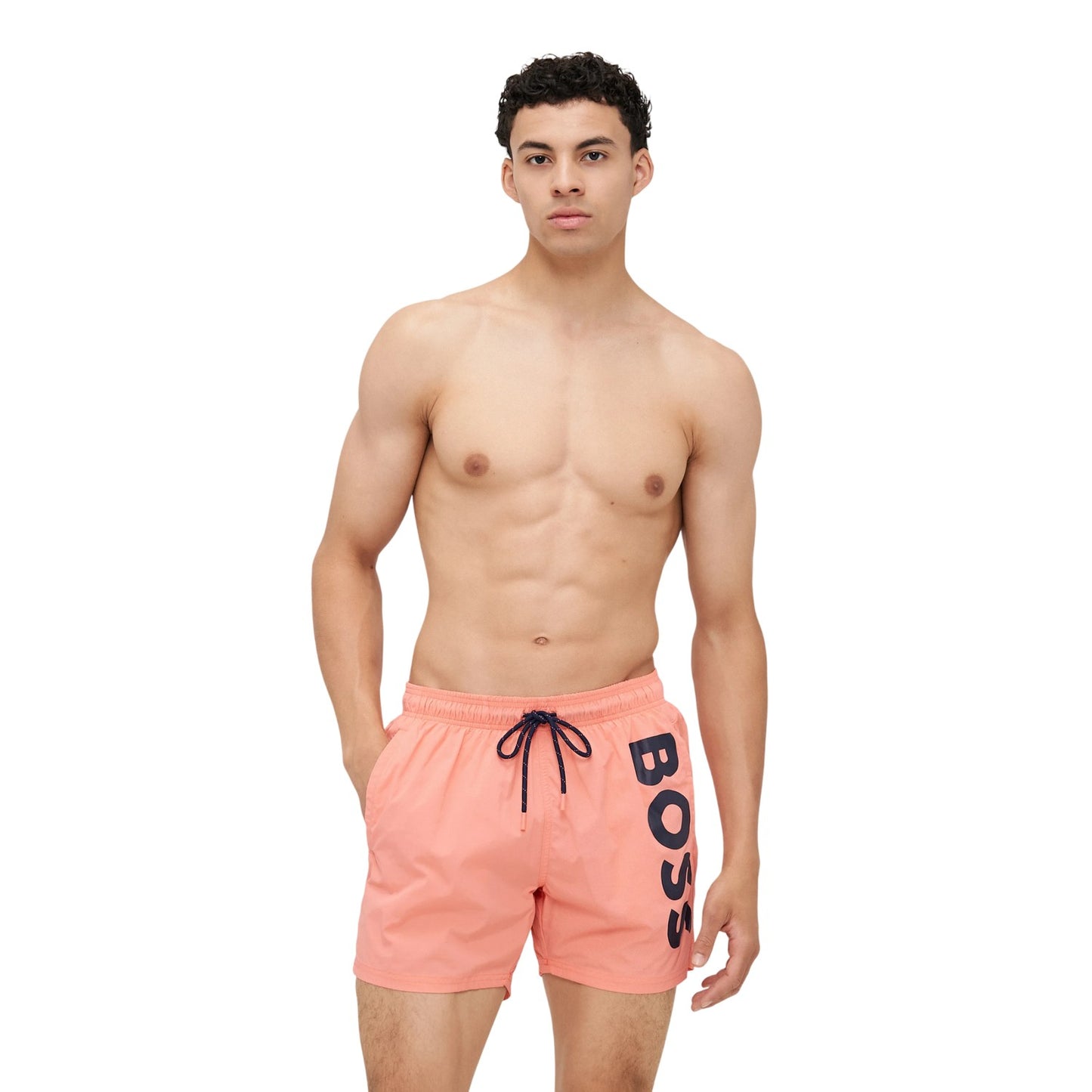 Bright Pink - Lifestyle - Boss Mens Octopus Bold Logo Swim Shorts