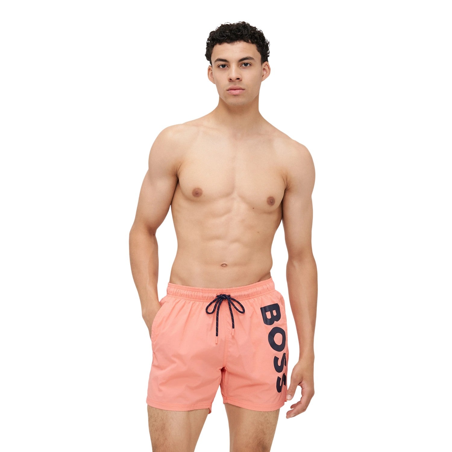 Bright Pink - Lifestyle - Boss Mens Octopus Bold Logo Swim Shorts