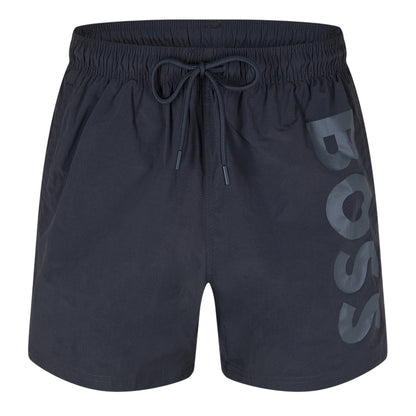 Dark Grey - Front - Boss Mens Octopus Bold Logo Swim Shorts