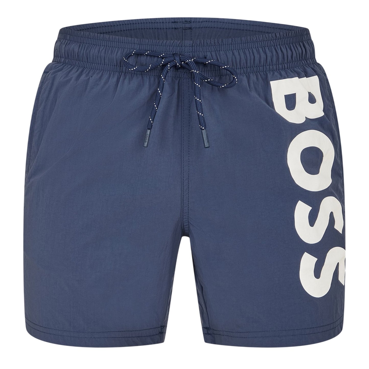 Navy - Front - Boss Mens Octopus Bold Logo Swim Shorts
