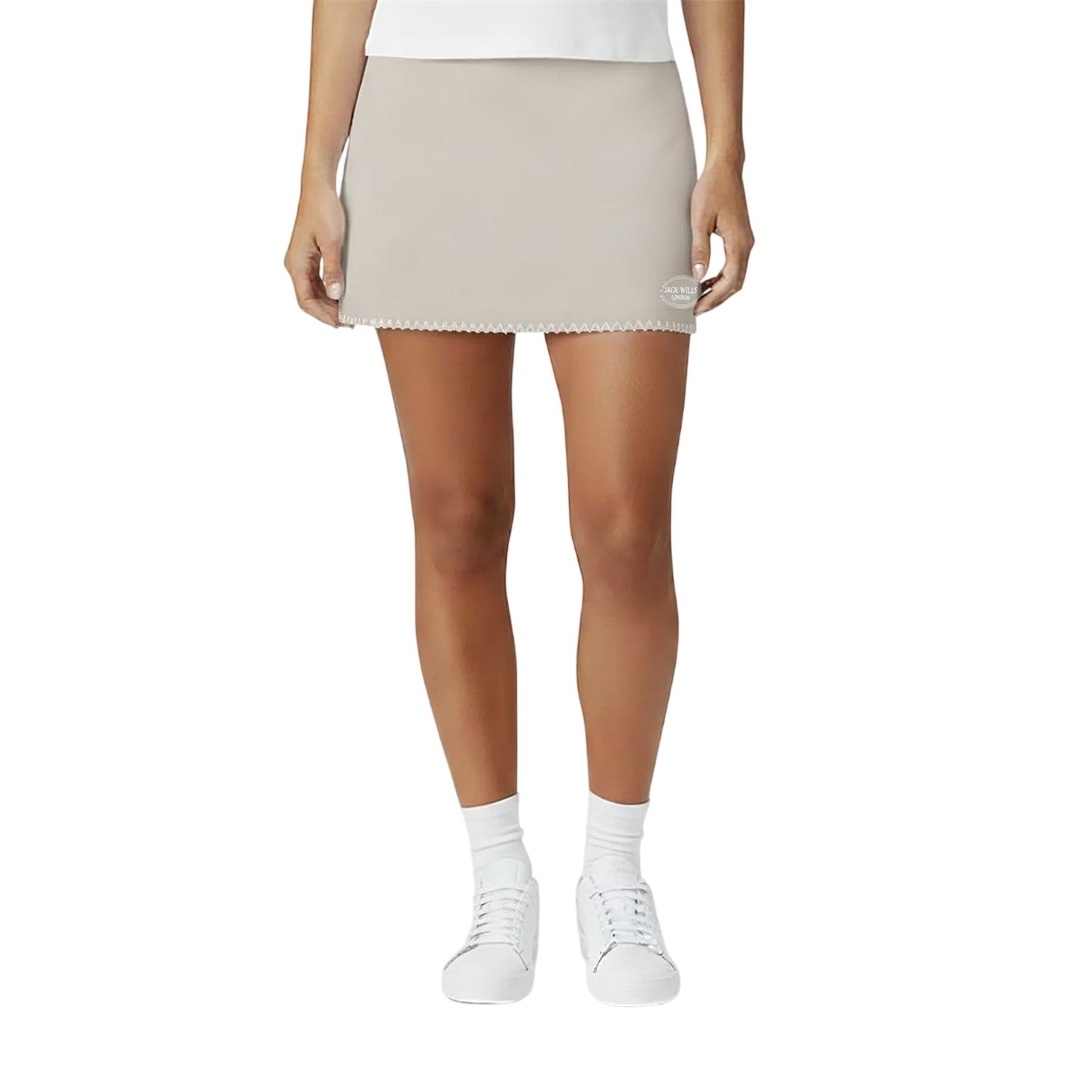 Taupe - Side - Jack Wills Womens-Ladies Stretch Mini Relaxed Fit Skort