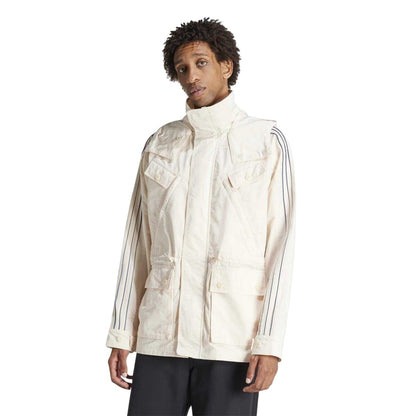 White - Side - Adidas Mens Originals Hidden Hood Windbreaker