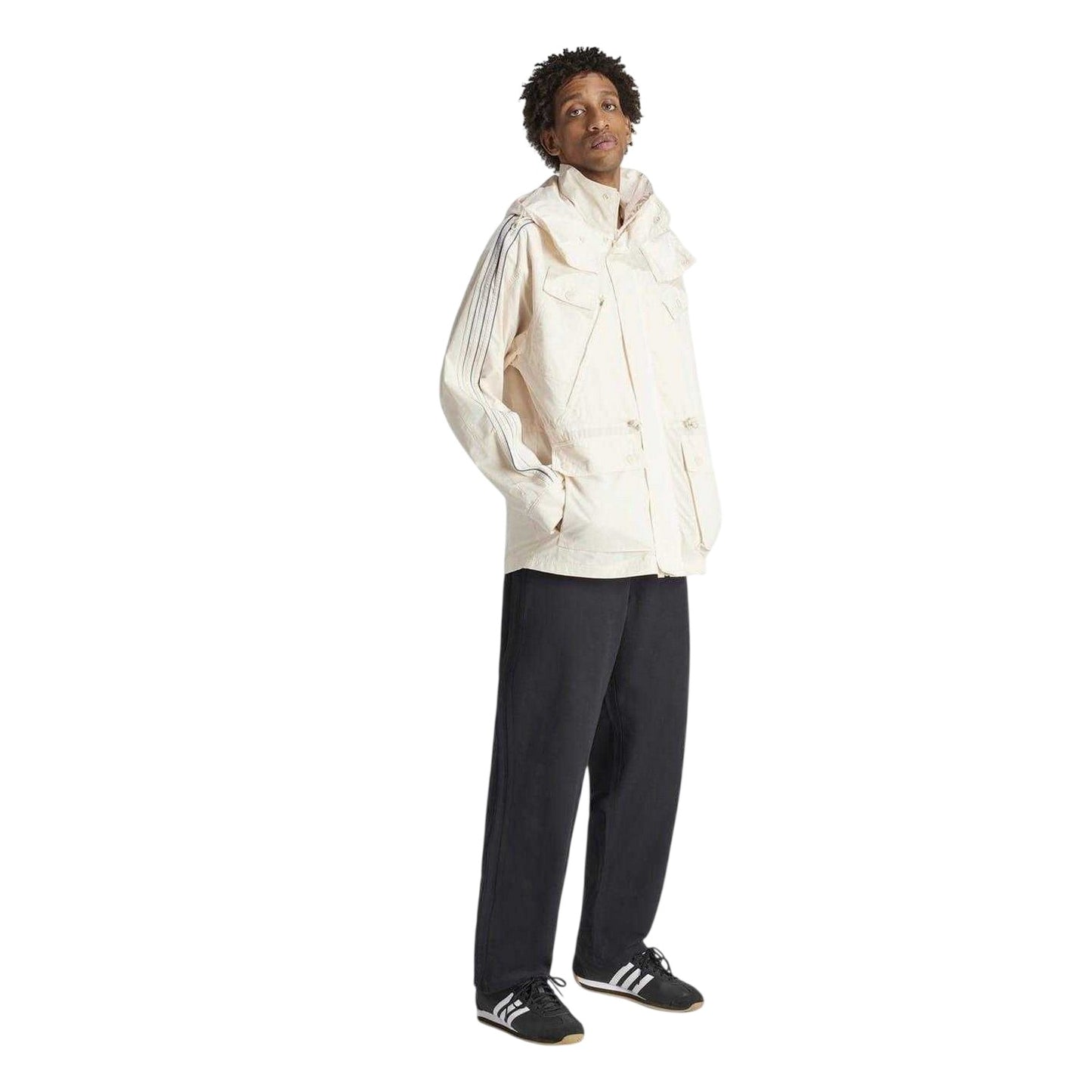 White - Pack Shot - Adidas Mens Originals Hidden Hood Windbreaker