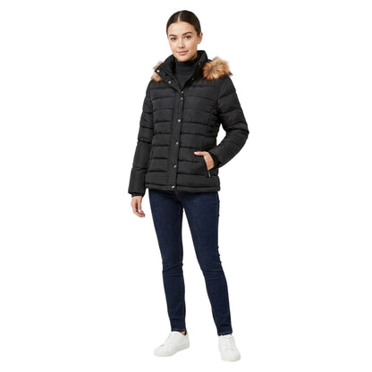 Black - Lifestyle - I Saw It First Womens-Ladies Faux Fur Detachable Hood Parka