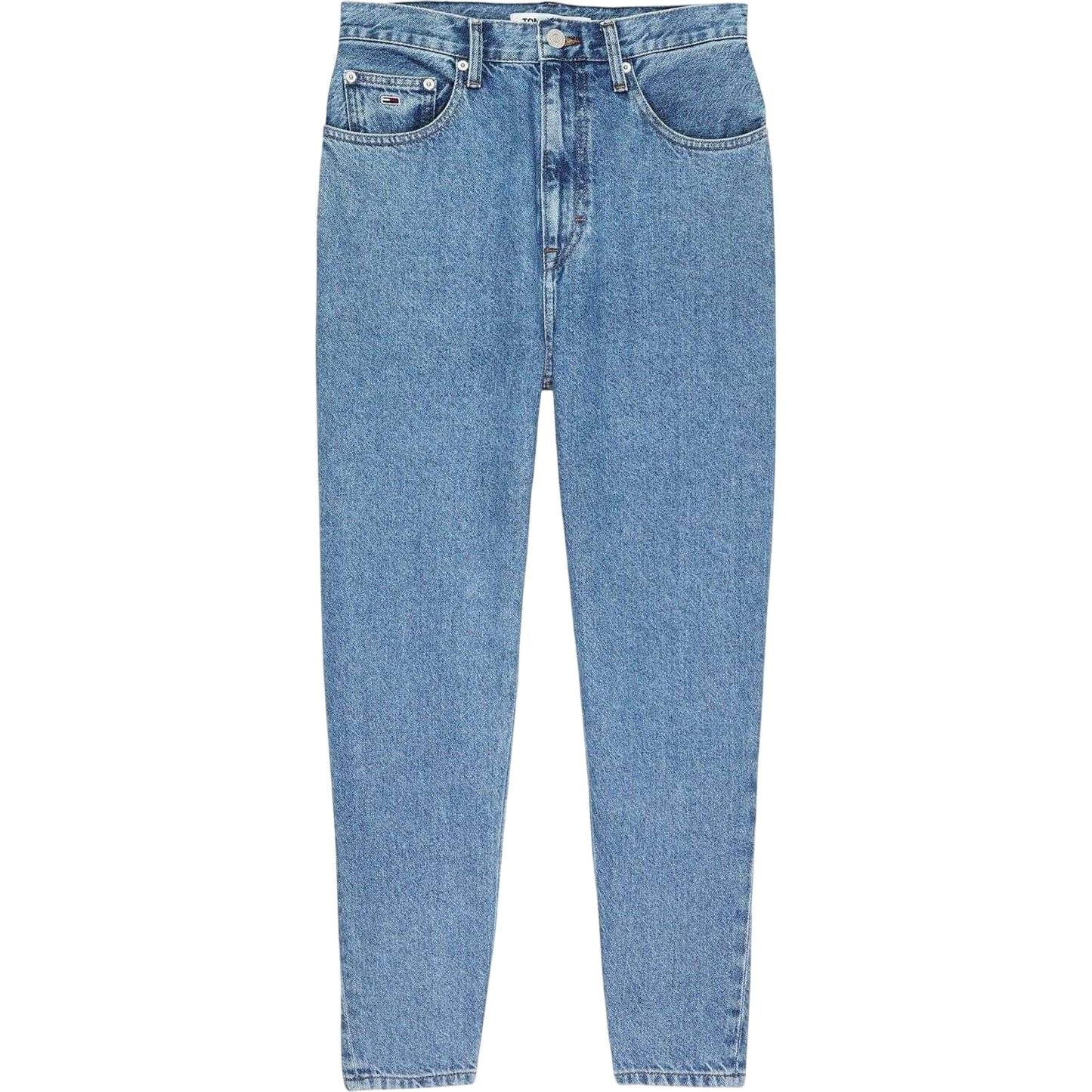 Light Denim - Front - Tommy Jeans Womens-Ladies Tapered High Rise Mom Jeans