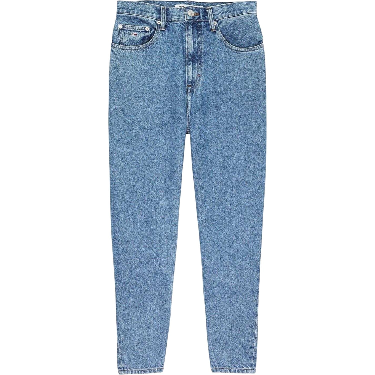 Light Denim - Front - Tommy Jeans Womens-Ladies Tapered High Rise Mom Jeans