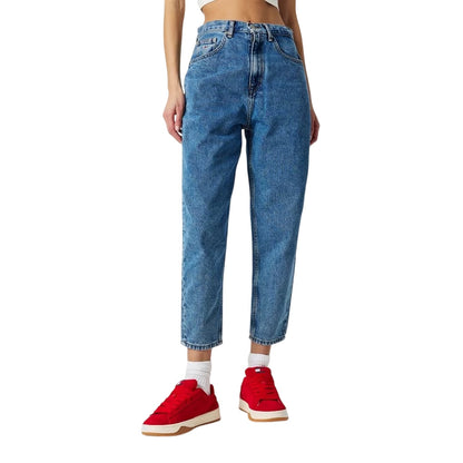 Light Denim - Side - Tommy Jeans Womens-Ladies Tapered High Rise Mom Jeans