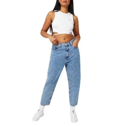 Light Denim - Lifestyle - Tommy Jeans Womens-Ladies Tapered High Rise Mom Jeans