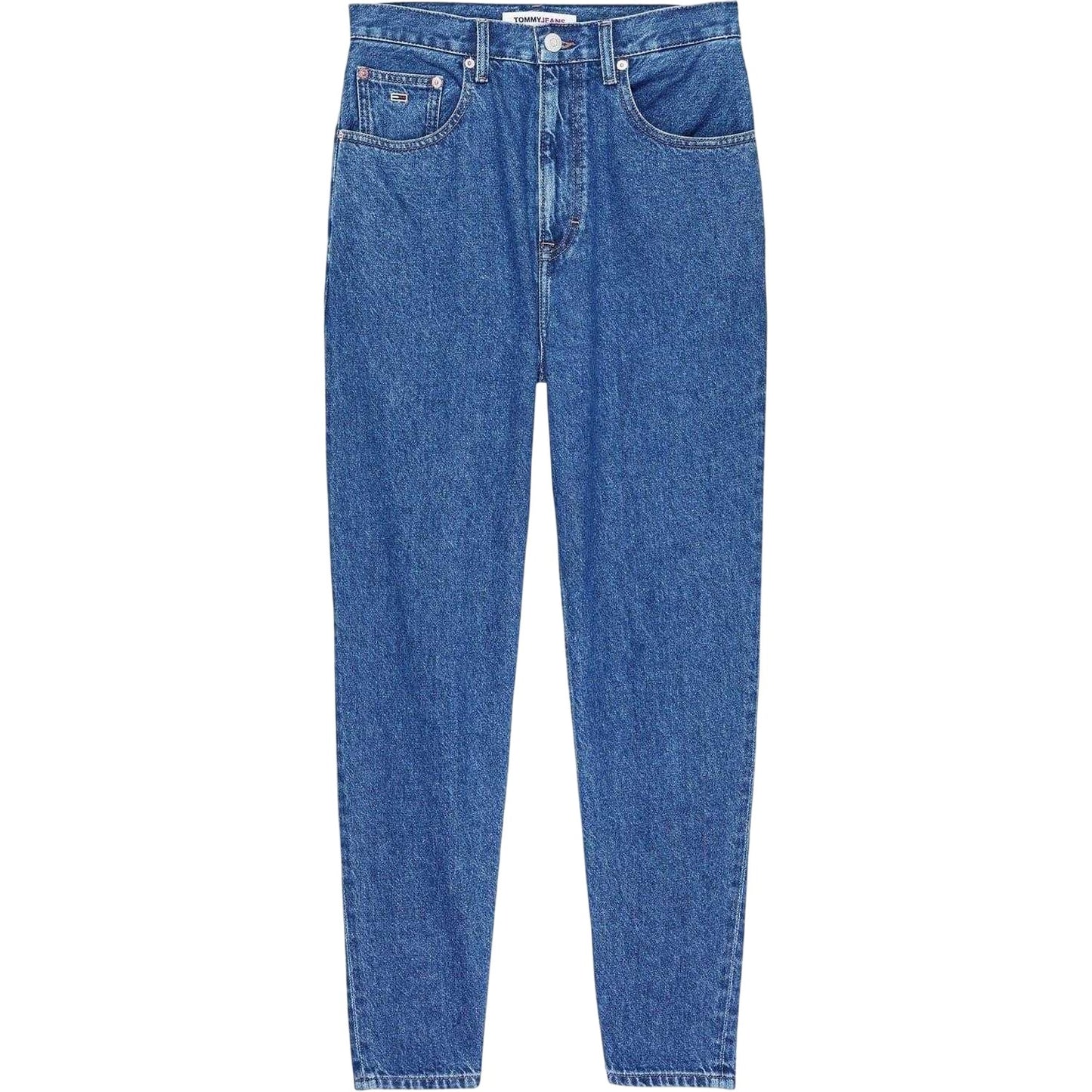 Medium Blue - Front - Tommy Jeans Womens-Ladies Tapered High Rise Mom Jeans