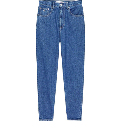 Medium Blue - Front - Tommy Jeans Womens-Ladies Tapered High Rise Mom Jeans