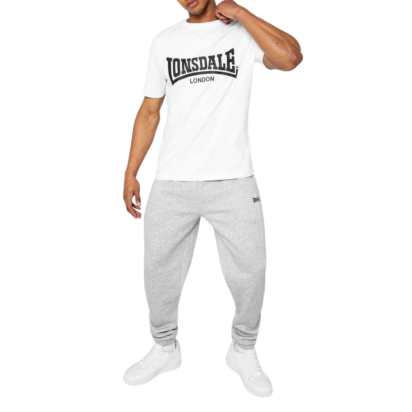 Grey - Lifestyle - Lonsdale Mens Essential Polyester Blend Joggers