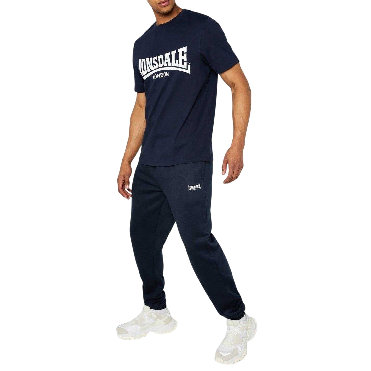 Navy - Lifestyle - Lonsdale Mens Essential Polyester Blend Joggers