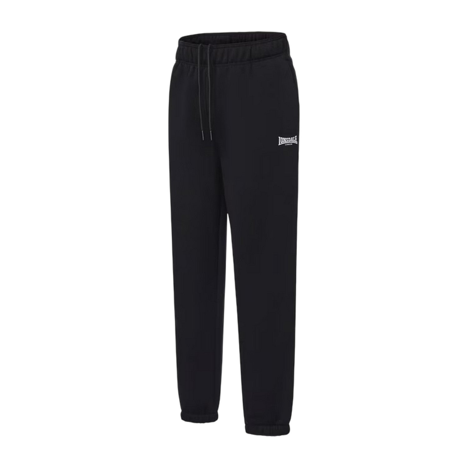 Black - Side - Lonsdale Mens Essential Polyester Blend Joggers