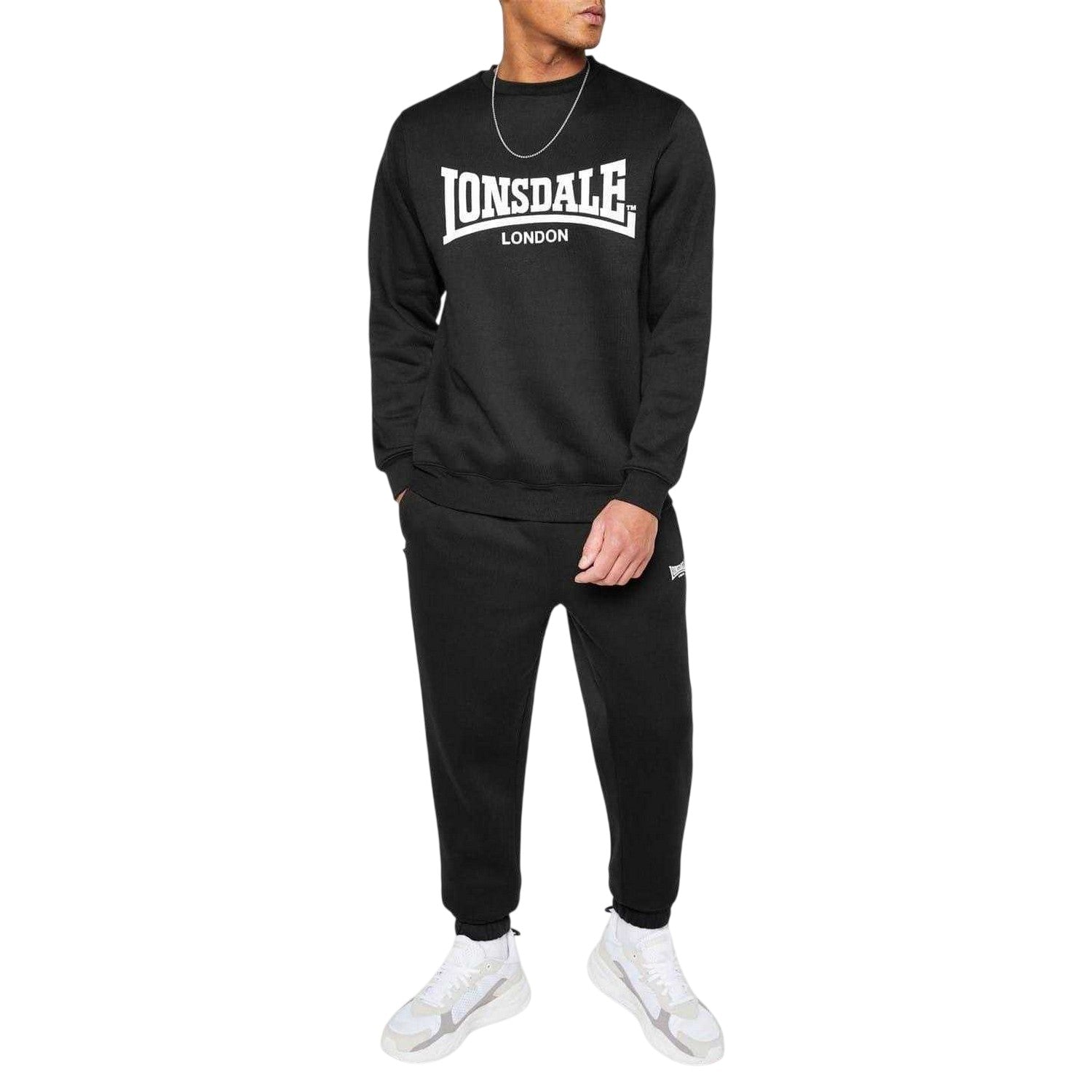 Black - Lifestyle - Lonsdale Mens Essential Polyester Blend Joggers