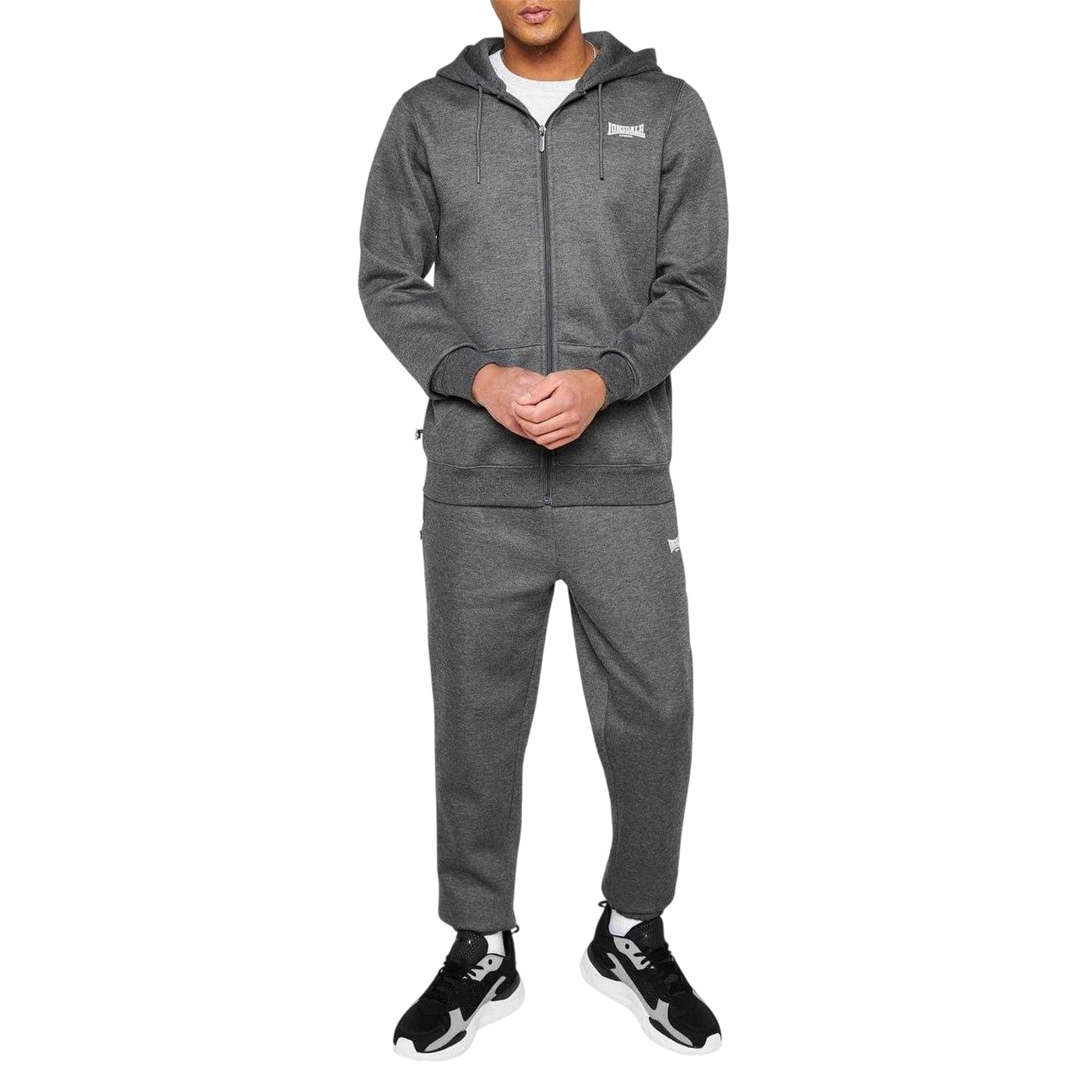 Charcoal Marl - Lifestyle - Lonsdale Mens Essential Polyester Blend Joggers