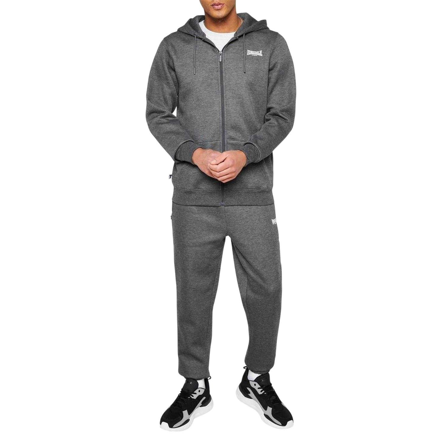 Charcoal Marl - Lifestyle - Lonsdale Mens Essential Polyester Blend Joggers