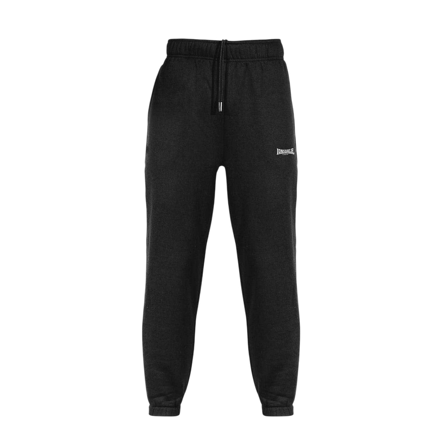 Black - Front - Lonsdale Mens Essential Polyester Blend Joggers