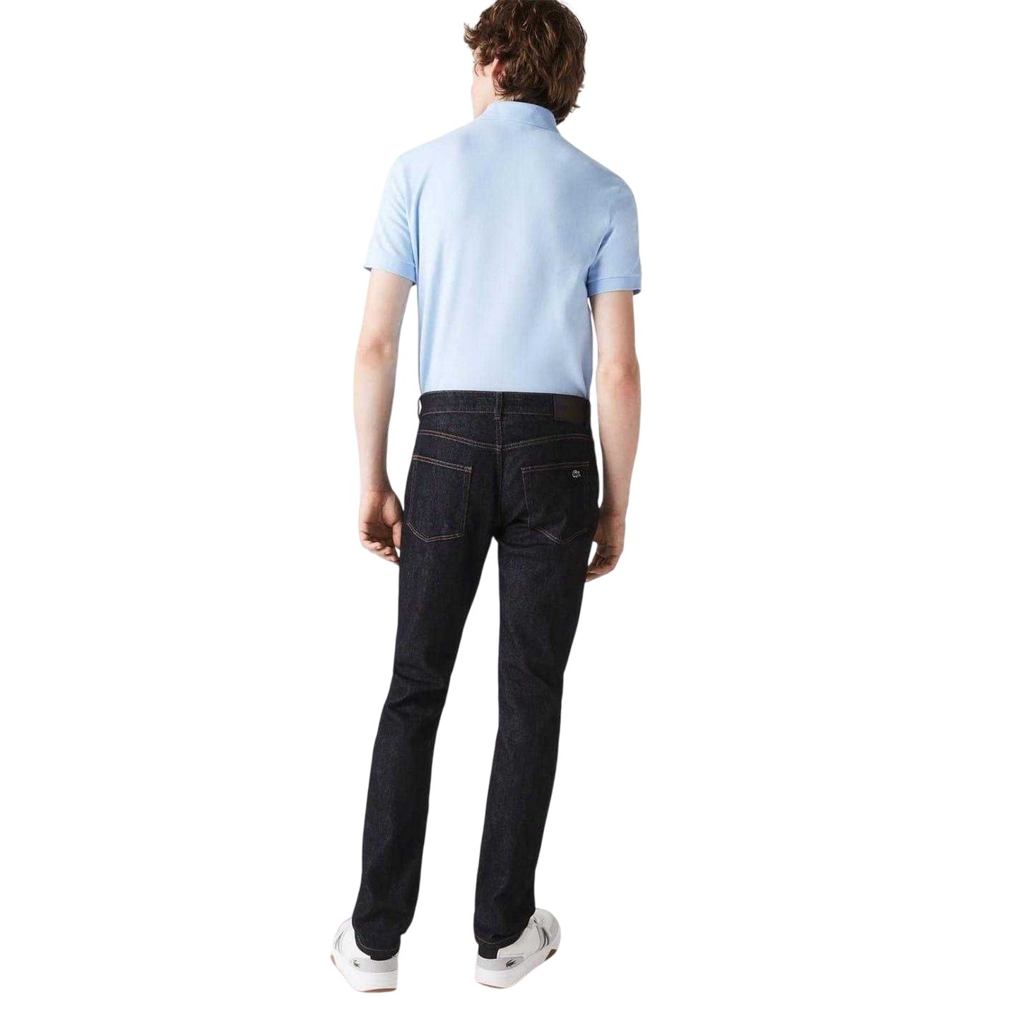 Blue - Back - Lacoste Mens Denim Logo Slim Jeans