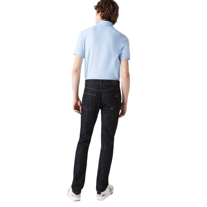Blue - Back - Lacoste Mens Denim Logo Slim Jeans
