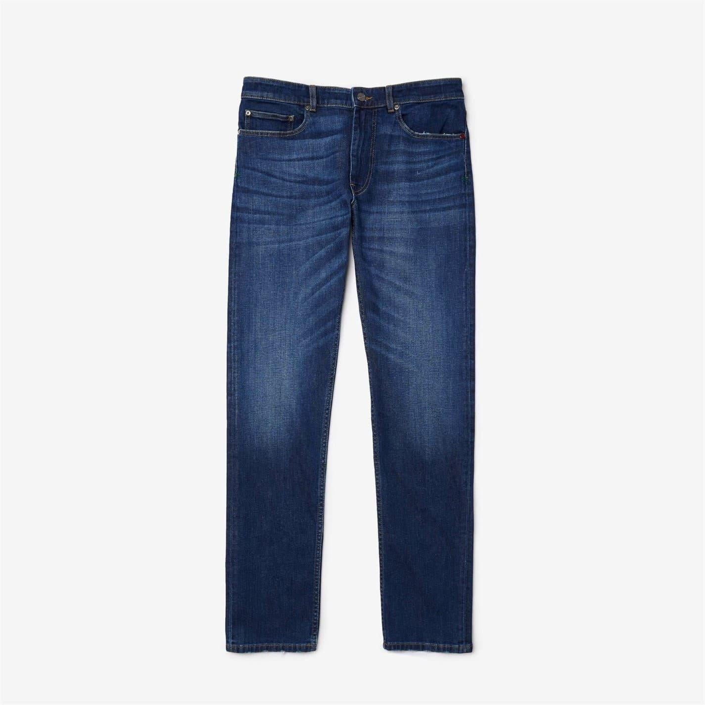 Wash Blue - Front - Lacoste Mens Denim Logo Slim Jeans