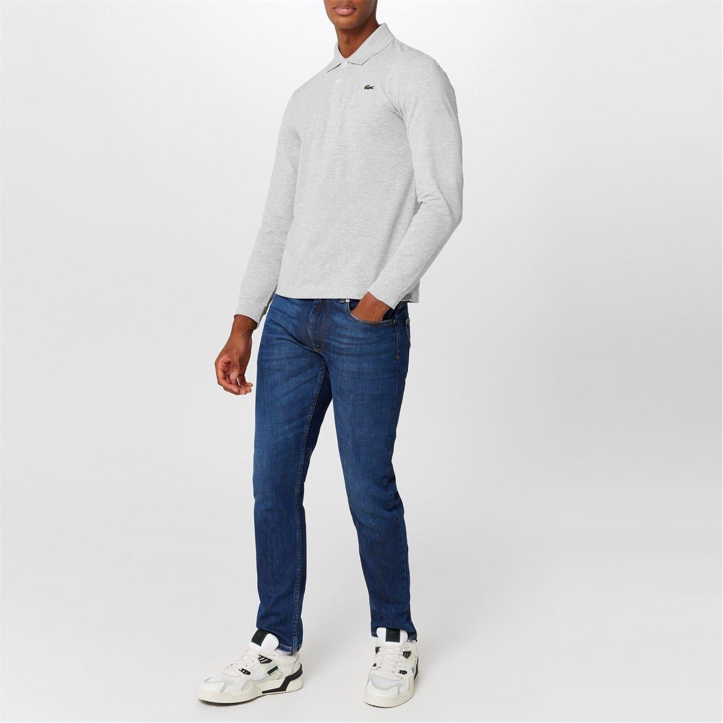 Wash Blue - Back - Lacoste Mens Denim Logo Slim Jeans
