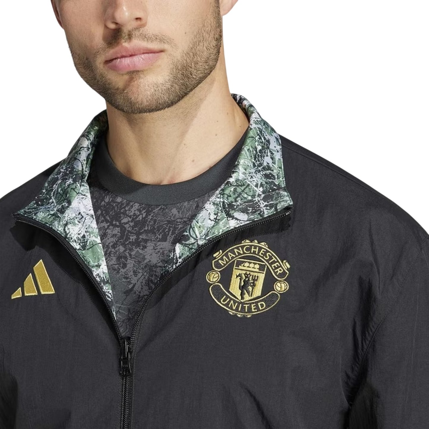 Black Marble - Side - Adidas Mens Manchester United FC Anorak