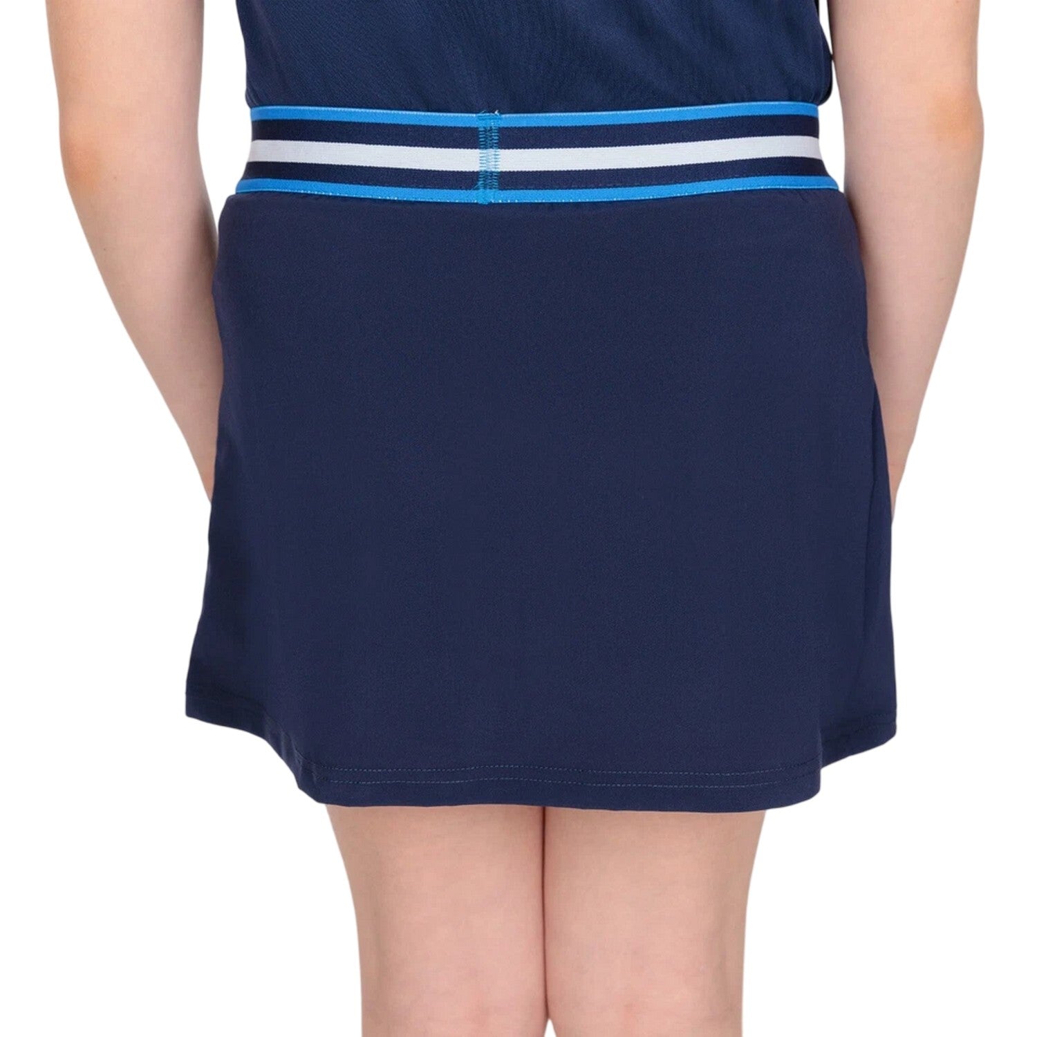 Navy - Back - K-Swiss Childrens-Kids Core Team Striped Tennis Skort