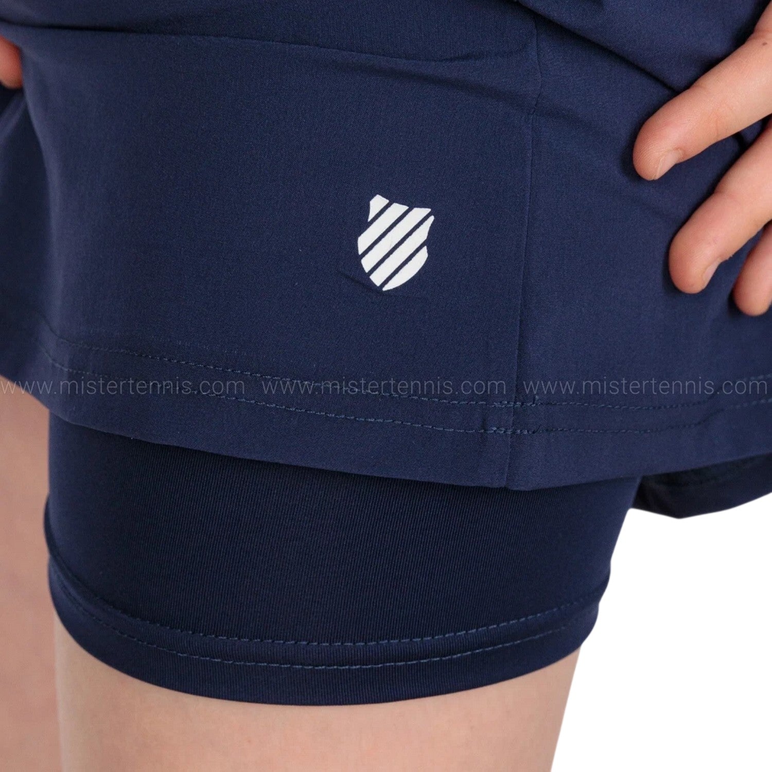 Navy - Side - K-Swiss Childrens-Kids Core Team Striped Tennis Skort