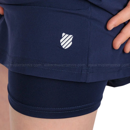 Navy - Side - K-Swiss Childrens-Kids Core Team Striped Tennis Skort
