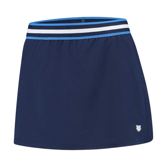 Navy - Front - K-Swiss Childrens-Kids Core Team Striped Tennis Skort