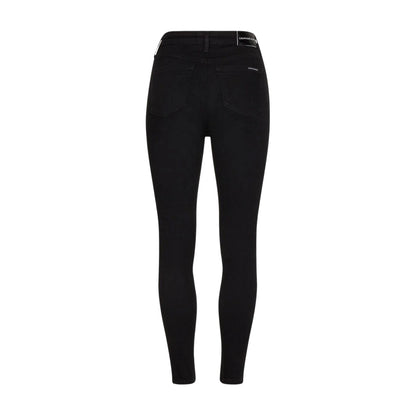 Black Denim - Back - Calvin Klein Womens-Ladies High Rise Super Skinny Jeans