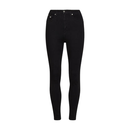 Black Denim - Front - Calvin Klein Womens-Ladies High Rise Super Skinny Jeans