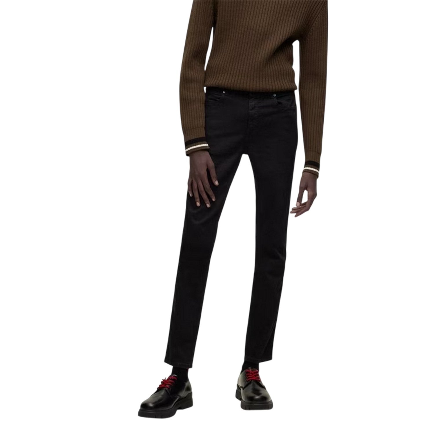 Black - Side - Hugo Boss Mens Cotton Denim Skinny Jeans