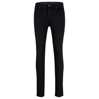 Black - Front - Hugo Boss Mens Cotton Denim Skinny Jeans