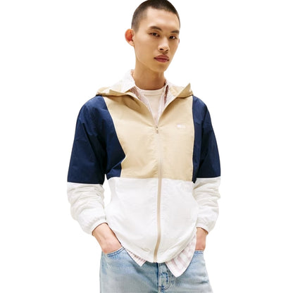 Ecru-Beige - Side - Tommy Jeans Mens Chicago Colour Block Windbreaker