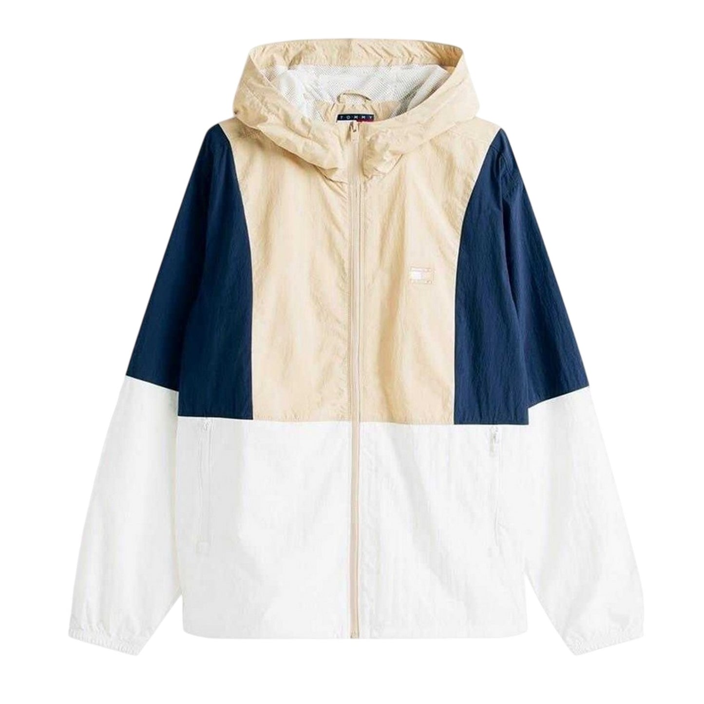 Ecru-Beige - Front - Tommy Jeans Mens Chicago Colour Block Windbreaker