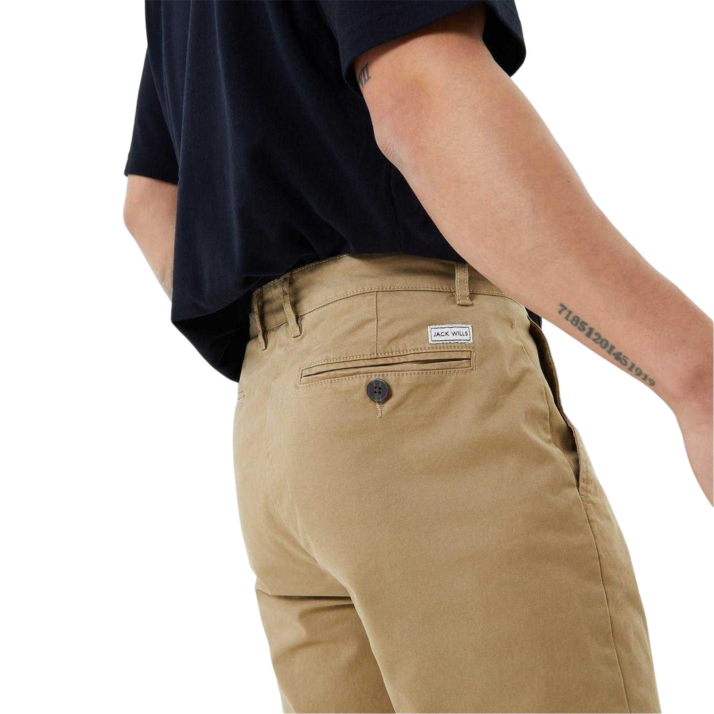 Stone - Side - Jack Wills Mens Chino Plain Slim Trousers