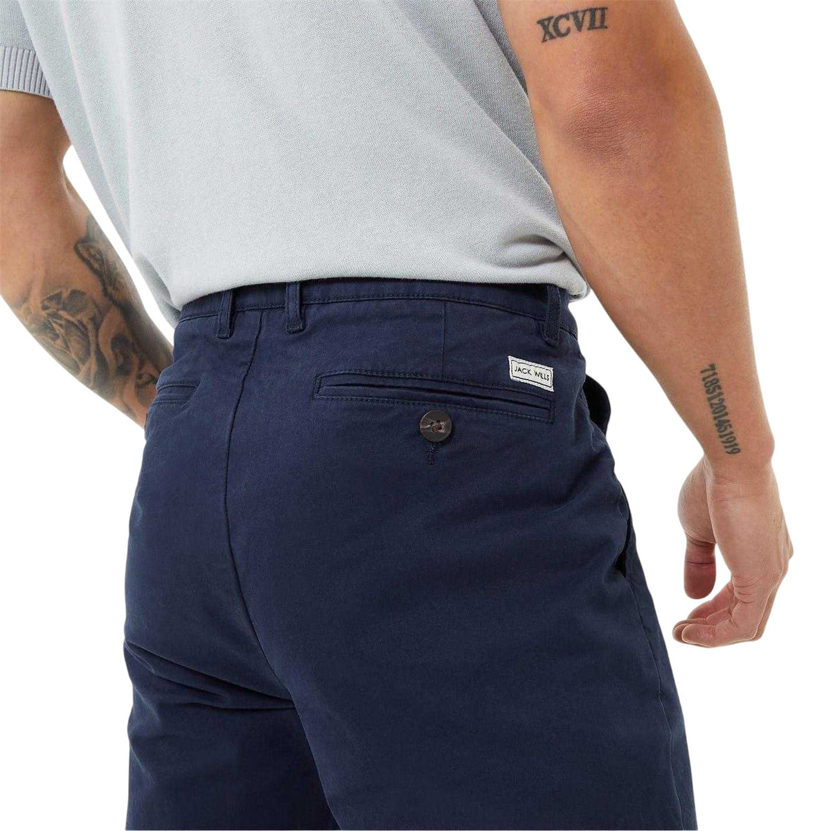Navy - Side - Jack Wills Mens Chino Plain Slim Trousers