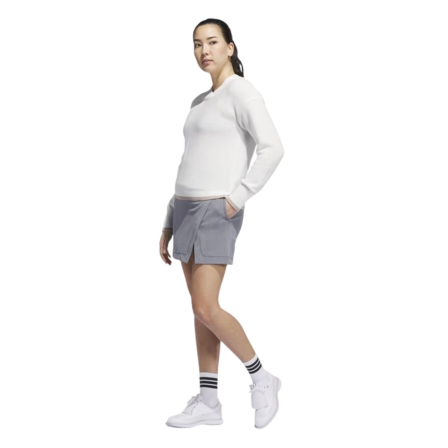 White-Warm Taupe - Lifestyle - Adidas Womens-Ladies Ultimate Classic Mini Skort