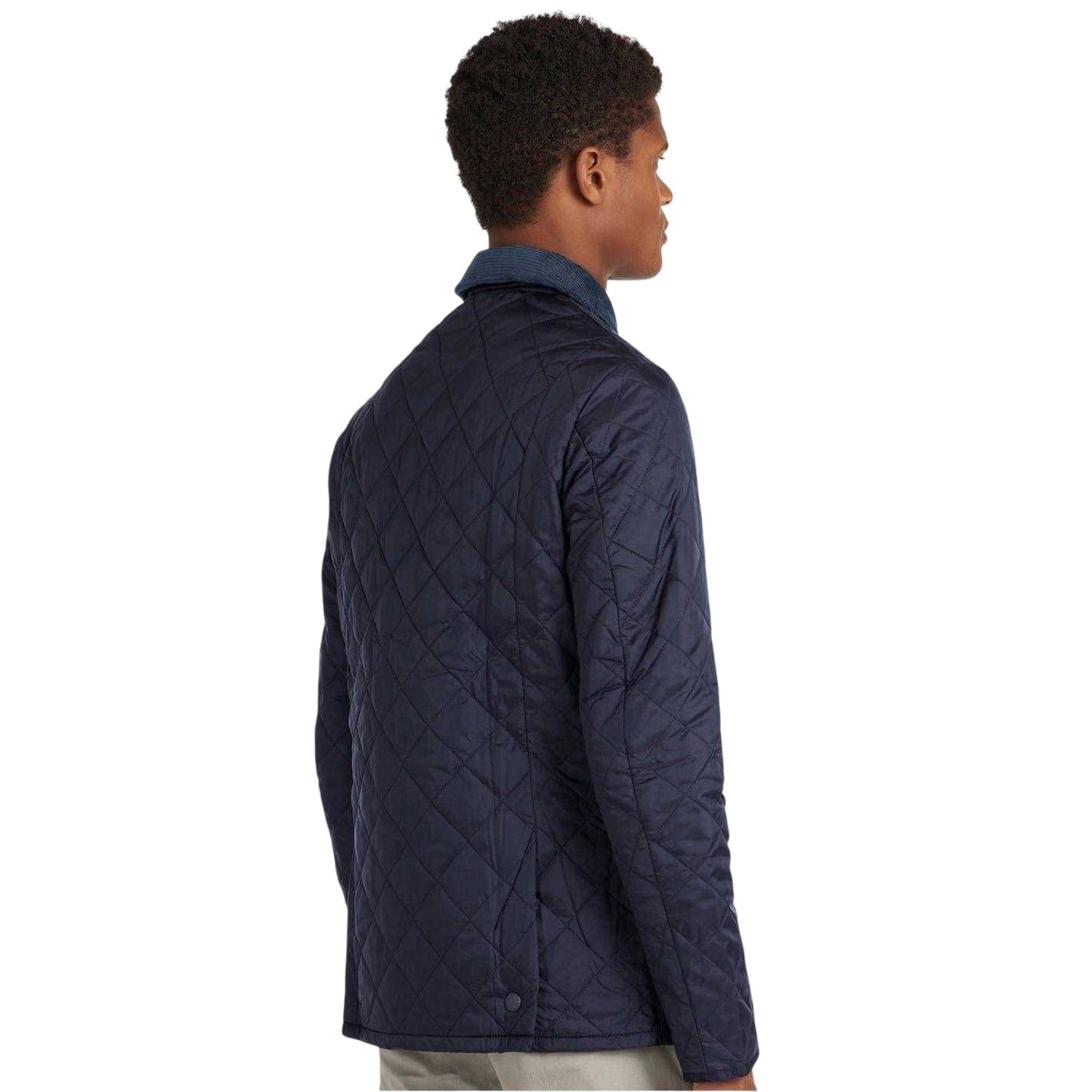 Navy - Back - Barbour Mens Liddesdale Diamond Quilt Jacket