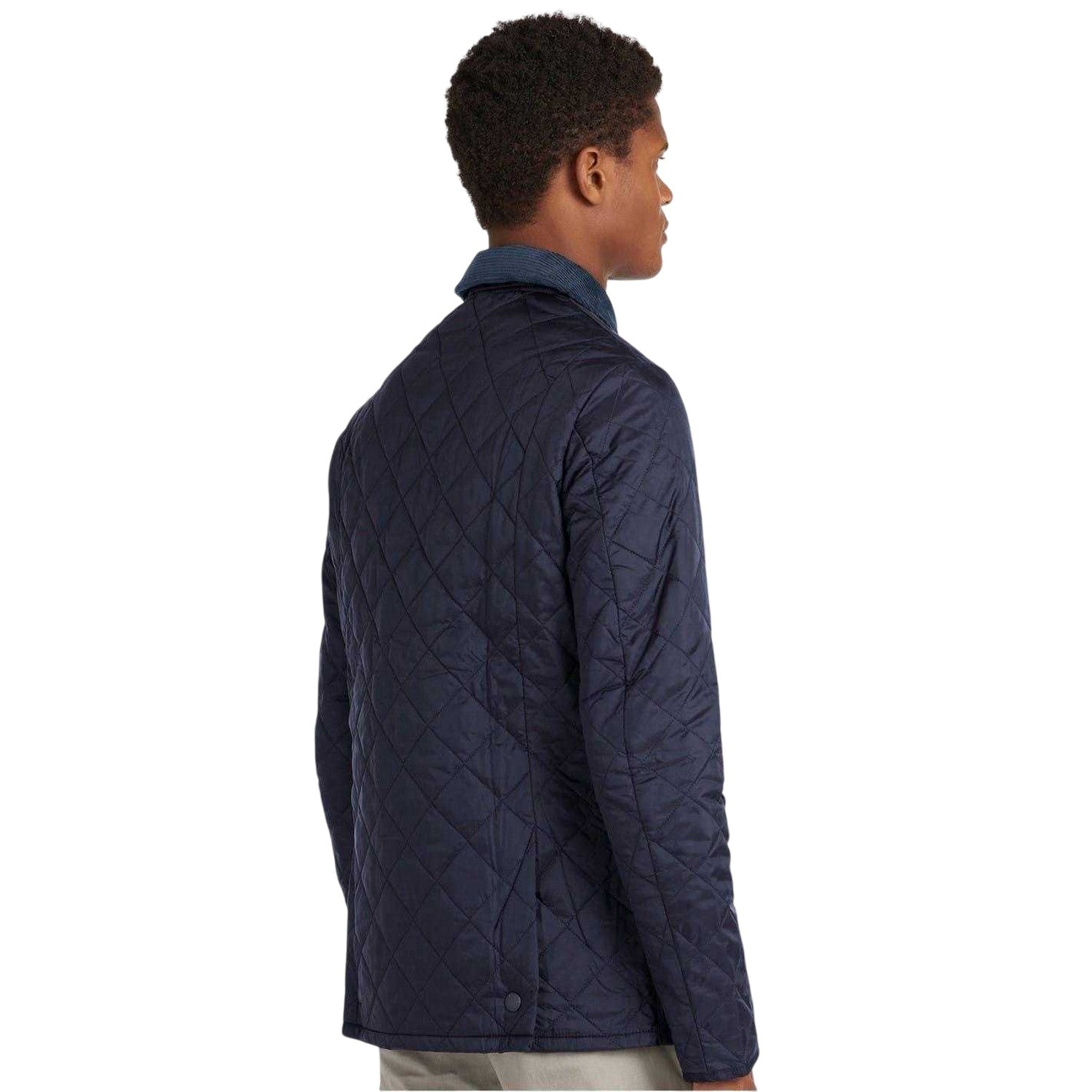 Navy - Back - Barbour Mens Liddesdale Diamond Quilt Jacket
