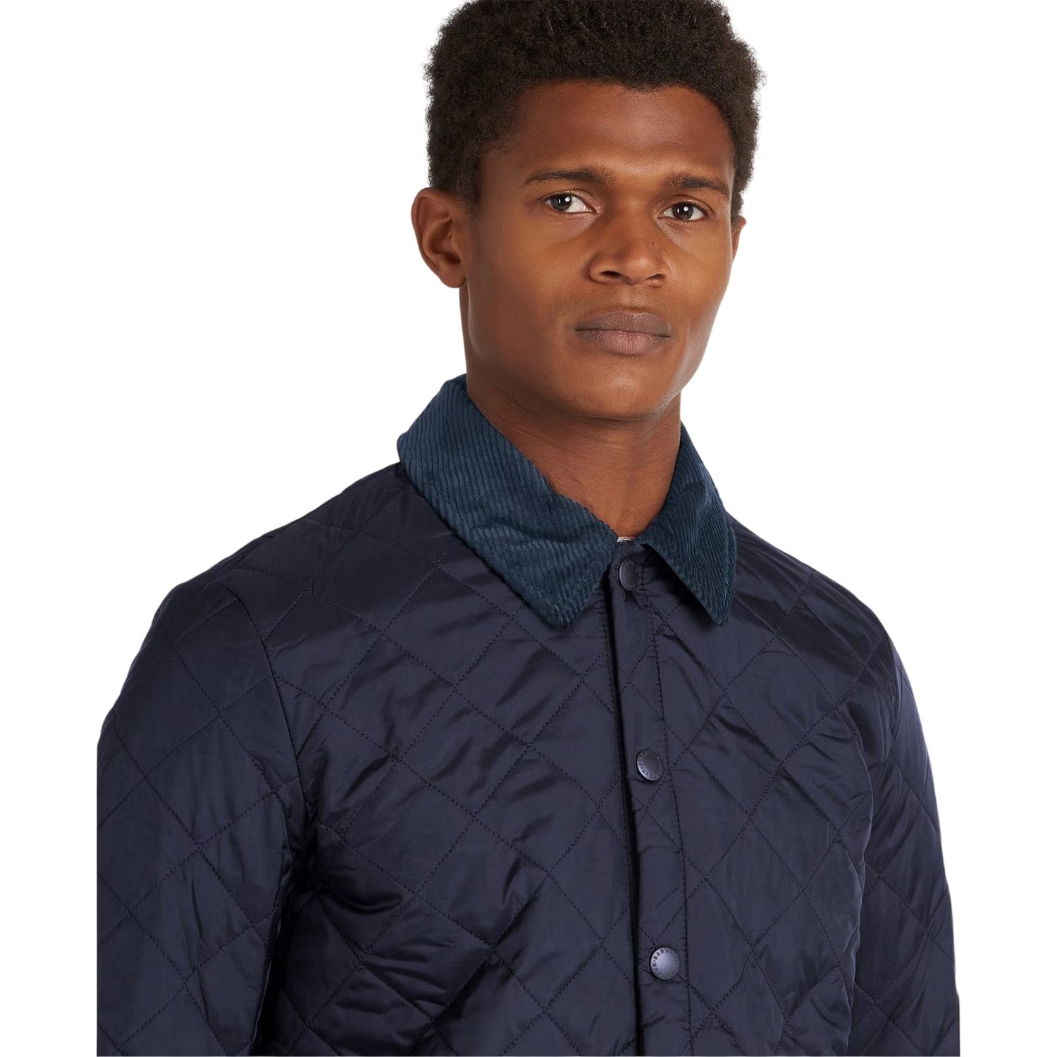 Navy - Side - Barbour Mens Liddesdale Diamond Quilt Jacket