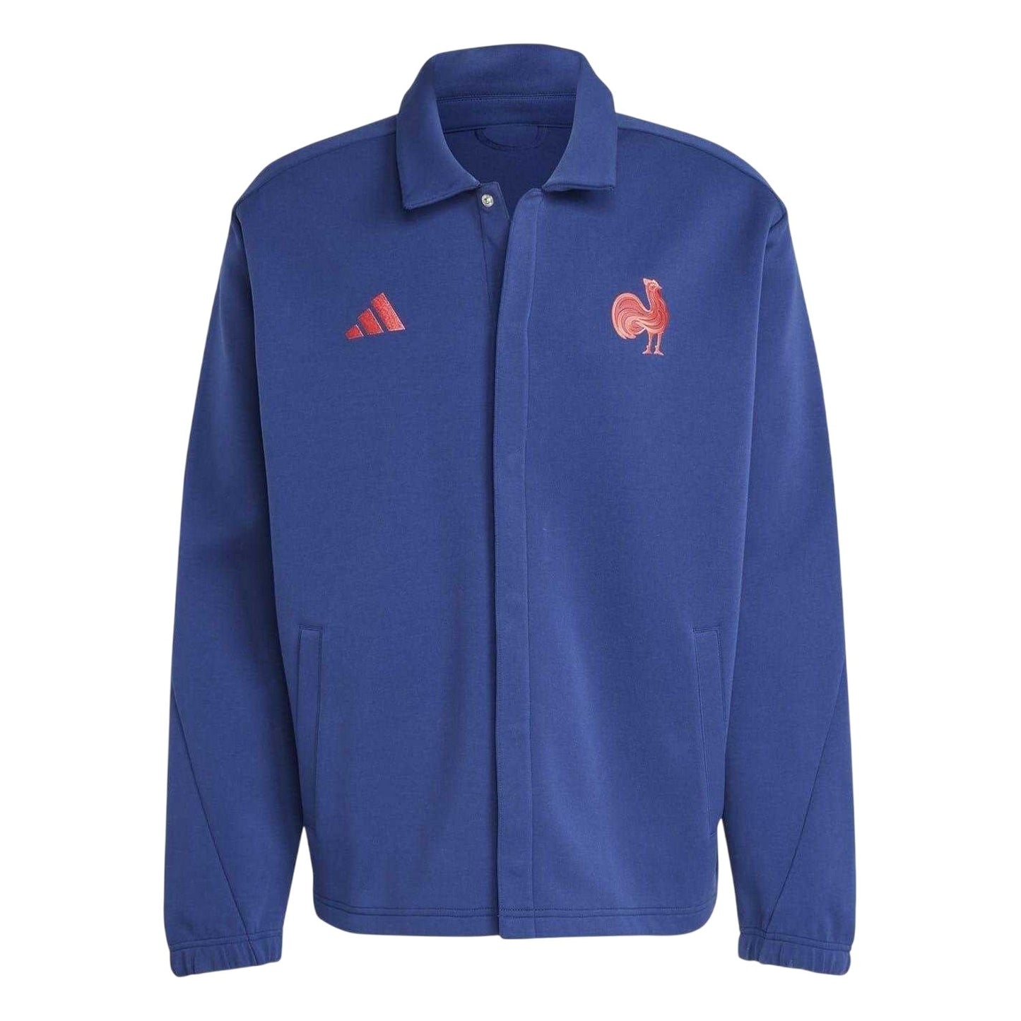 Dark Blue - Front - Adidas Mens 24-25 France FFR Travel Jacket