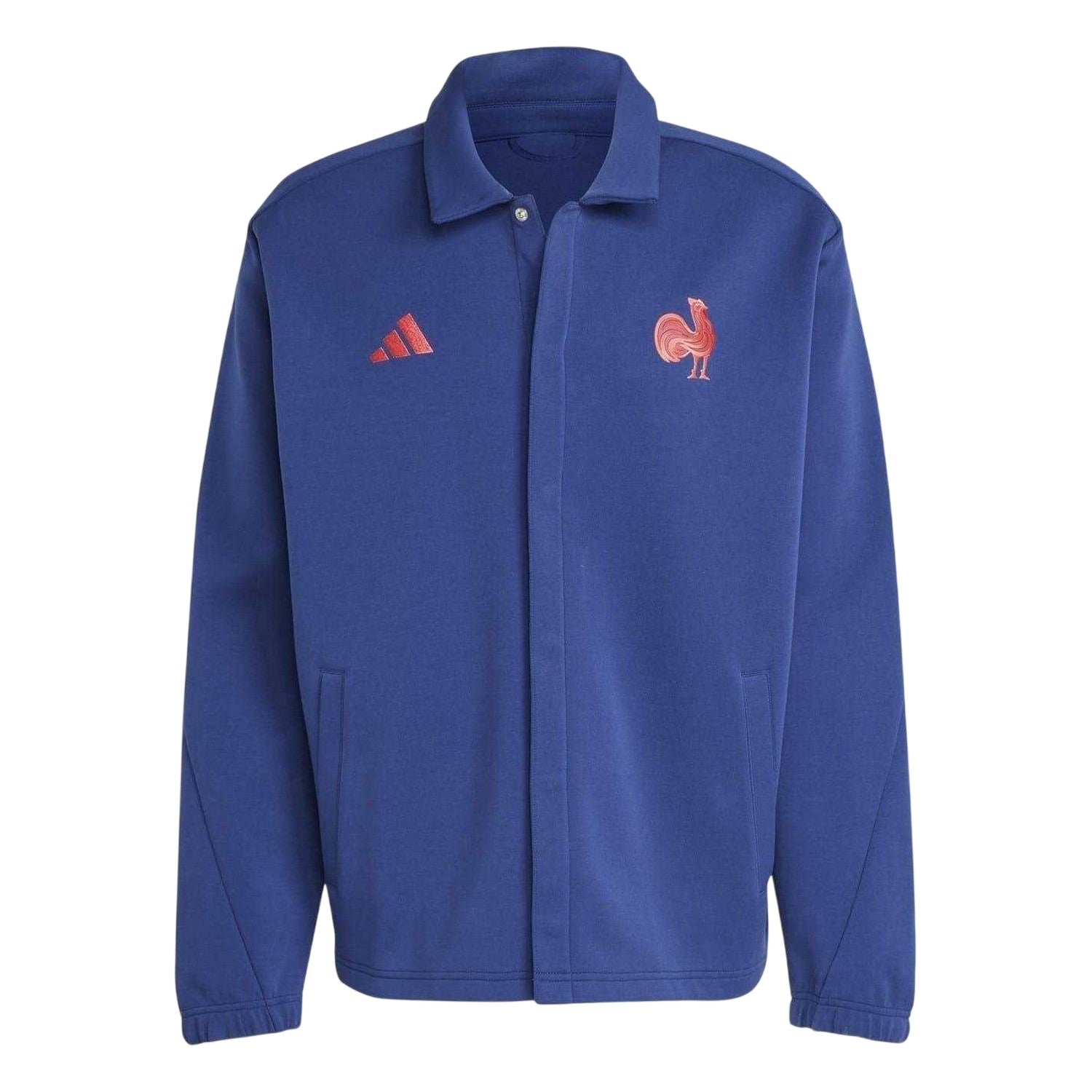 Dark Blue - Front - Adidas Mens 24-25 France FFR Travel Jacket