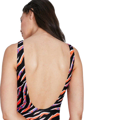 Black-Purple - Lifestyle - Speedo Womens-Ladies U-Back One Piece Swimsuit